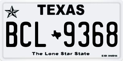 TX license plate BCL9368