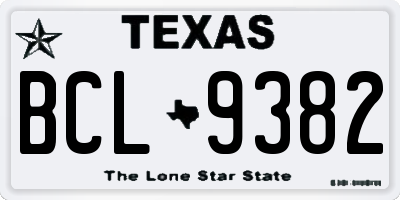 TX license plate BCL9382