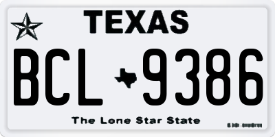 TX license plate BCL9386