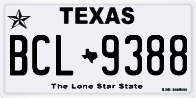 TX license plate BCL9388