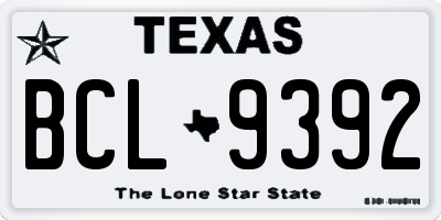 TX license plate BCL9392