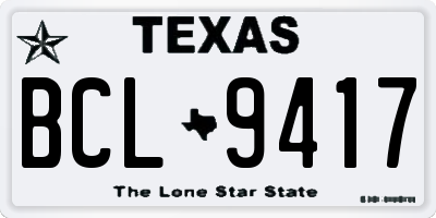 TX license plate BCL9417