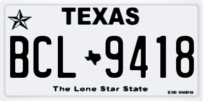TX license plate BCL9418