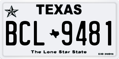 TX license plate BCL9481
