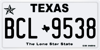 TX license plate BCL9538