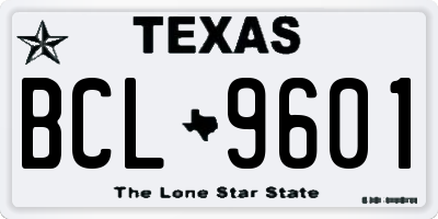 TX license plate BCL9601