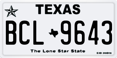 TX license plate BCL9643