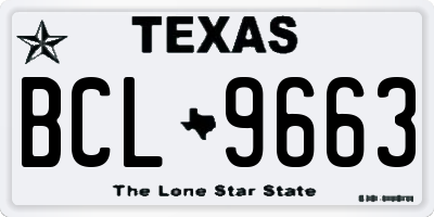 TX license plate BCL9663