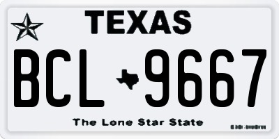 TX license plate BCL9667