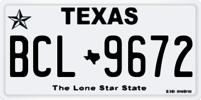 TX license plate BCL9672