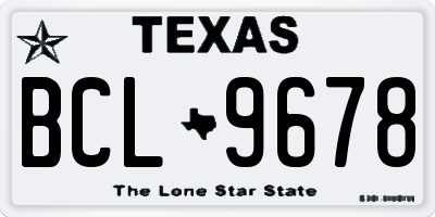 TX license plate BCL9678