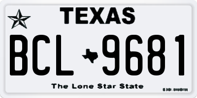 TX license plate BCL9681