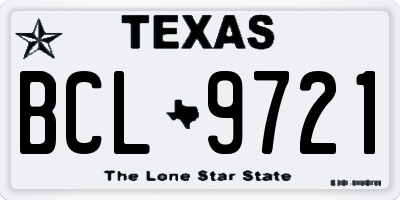 TX license plate BCL9721