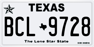 TX license plate BCL9728