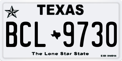 TX license plate BCL9730
