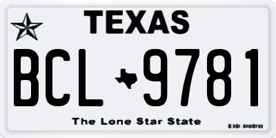 TX license plate BCL9781