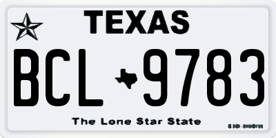 TX license plate BCL9783