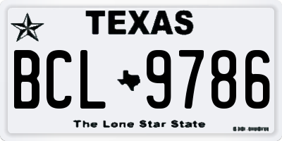 TX license plate BCL9786
