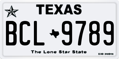 TX license plate BCL9789