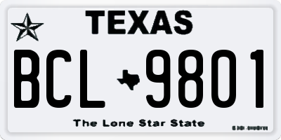 TX license plate BCL9801