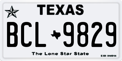 TX license plate BCL9829