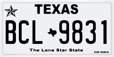 TX license plate BCL9831
