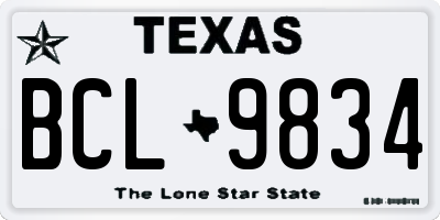 TX license plate BCL9834