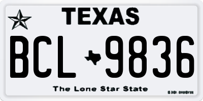 TX license plate BCL9836