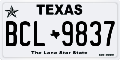 TX license plate BCL9837