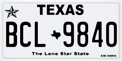 TX license plate BCL9840