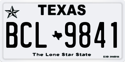 TX license plate BCL9841