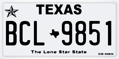 TX license plate BCL9851
