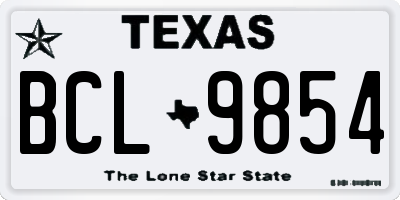 TX license plate BCL9854