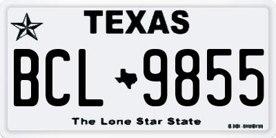 TX license plate BCL9855