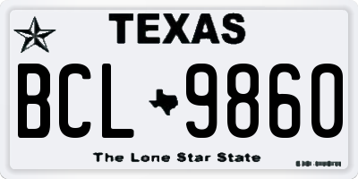 TX license plate BCL9860