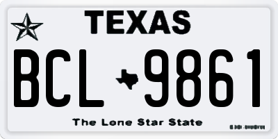 TX license plate BCL9861