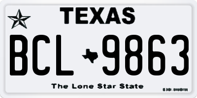 TX license plate BCL9863