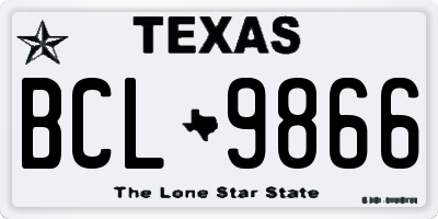 TX license plate BCL9866