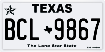 TX license plate BCL9867