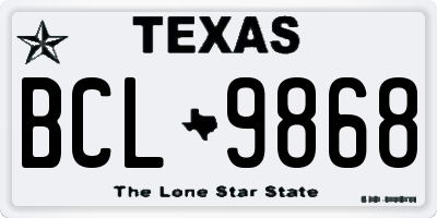 TX license plate BCL9868