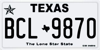 TX license plate BCL9870