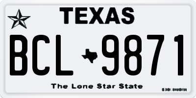TX license plate BCL9871