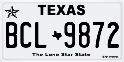 TX license plate BCL9872