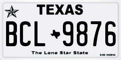 TX license plate BCL9876