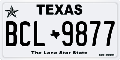 TX license plate BCL9877