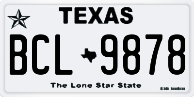 TX license plate BCL9878