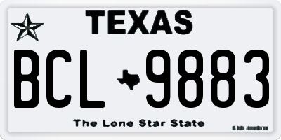TX license plate BCL9883