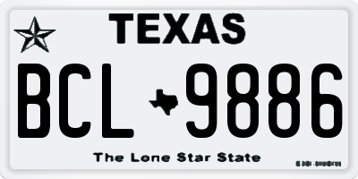 TX license plate BCL9886