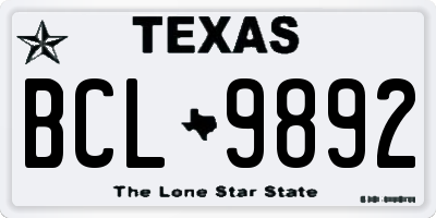 TX license plate BCL9892