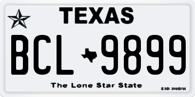 TX license plate BCL9899